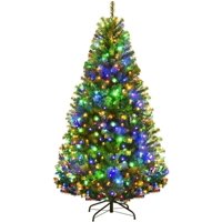 Árbol De Navidad Goplus Preiluminado 5 Pies Verde