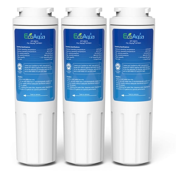 Filtro de agua de repuesto EcoAqua para refrigerador, paquete de 3