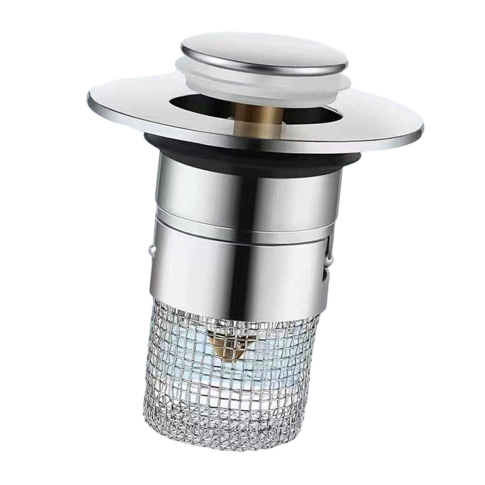 Magideal - Tapón De Fregadero De Baño Universal Con Colador Antiobstrucción, Tapón De Fregadero De Tipo Empuje Portátil, Filtro De Drenaje De Expulsión Para Baño Núcleo De Plastómero