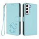 thumbnail image 1 of Funda Billetera con Relieve de Gato para Samsung Galaxy S22 5G, Verde Claro, 1 of 6