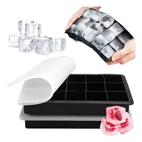 Max - 2 Cubetas Silicona Cubetera Silicona Cubetas Hielo Con Tapa 15
