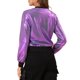 thumbnail image 3 of Chaqueta Bomber Corta con Cuello Alto y Cremallera Metálica para Mujer de INSPIRE CHIC XL Púrpura-1, 3 of 8