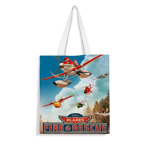 Planes: Fire and Rescue Bolso de tela con estampado de lienzo para mujer, bolsa de compras reutilizable y estética, con cremallera interior, regalo para mujer,40*45cm.
