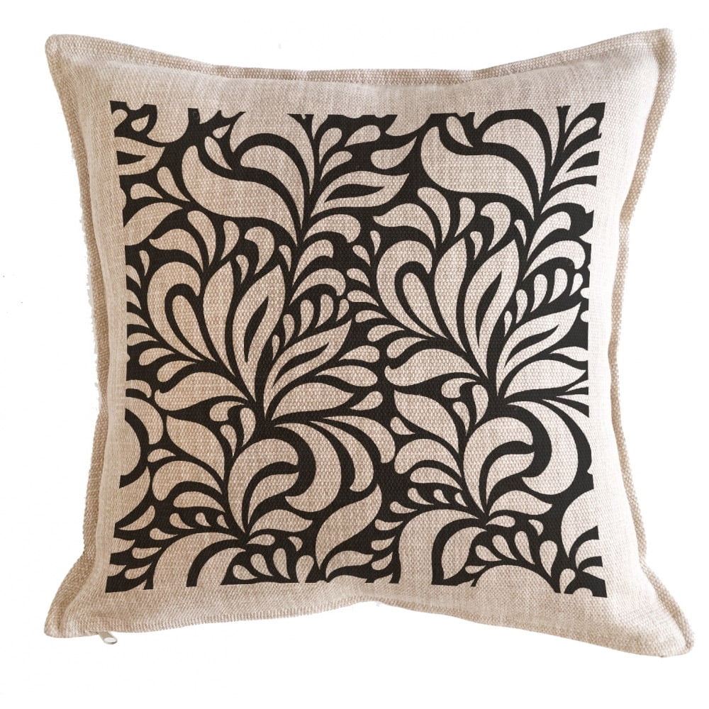 Tuyo Print - Cojín Trama Flores Negro 45x45