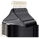 thumbnail image 1 of Perchas de Madera de Calidad Paquete de 20 en Negro con Gancho Dorado, 1 of 8