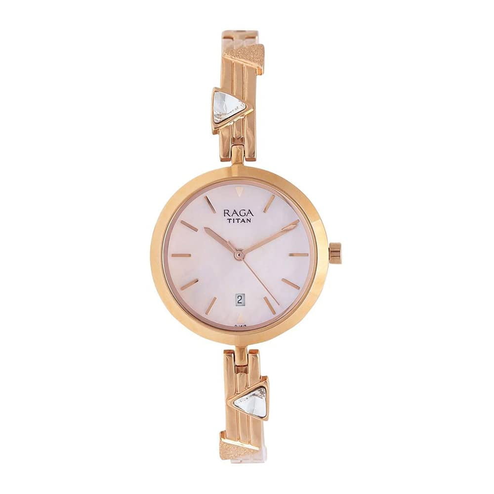 Reloj Titan Nr2606wm04 Analógico Para Mujer Con Esfera Rosa
