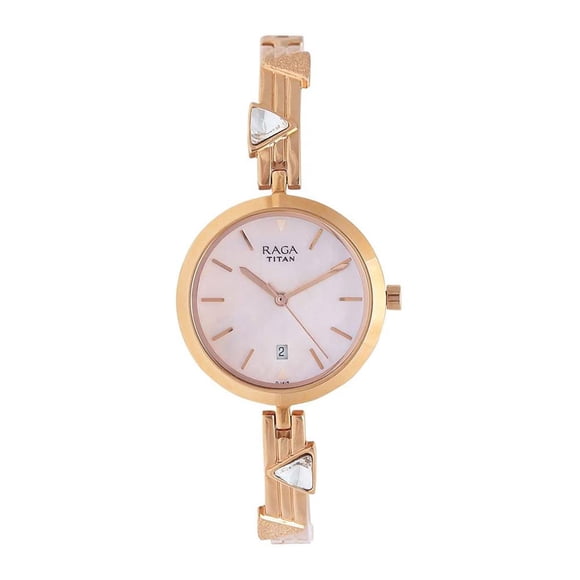 Reloj Titan NR2606WM04 analógico para mujer con esfera rosa