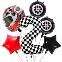 Decmied - Set De Decoración Con Globos A Cuadros Para Fiesta Temática De 2 Coches De Carreras