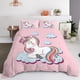 thumbnail image 1 of Rainbow unicorn cartoon bedding set set 100% polyester 3D digital printing set quilt cover pillowcase soft set children gift Bed Sheets, 1 of 5