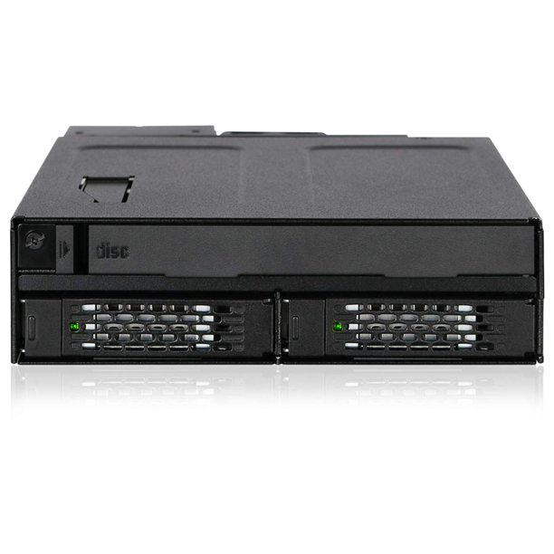 ICY DOCK Caja de 2 bahías 2,5 SAS/SATA SSD/HDD y unidad óptica (Ultra) Slim CD/DVD ROM para bahía de 5,25" | ToughArmor MB602SPO-B