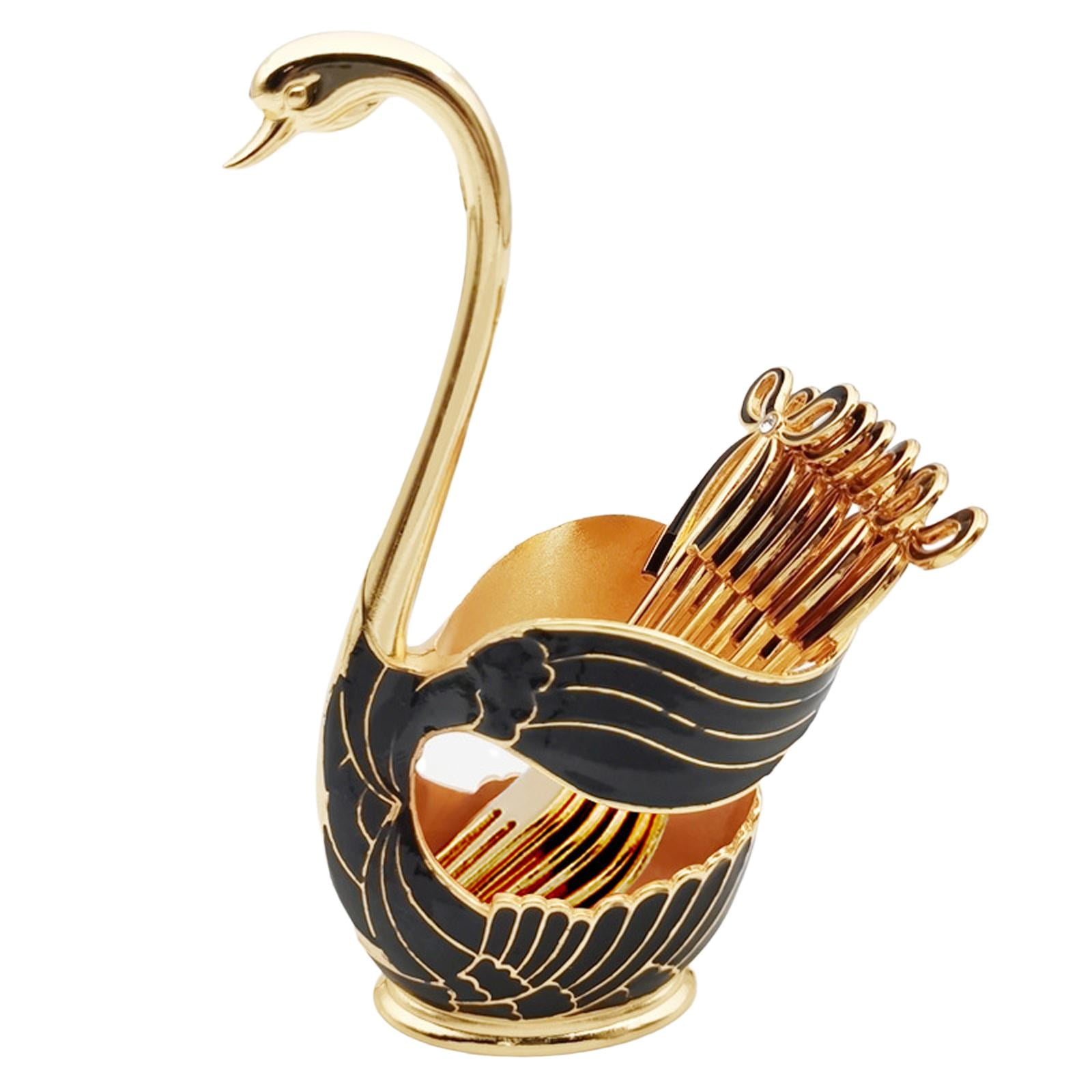 Bothyi - Cisne Vajilla Soporte Base Platería Palillos Tenedores Cubiertos Juego Negro