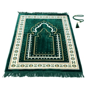 Genérico - Alfombra De Oración Islámica, Gruesa Y Suave, De Terciopelo Musulmán, Verde