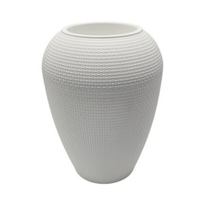 Fliperex - Macetero Plastico Redondo Ovalado Moderno Con Textura M Blanco