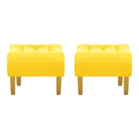 Bodevir - Set Pouf Wood 1C Felpa 01 Amarillo