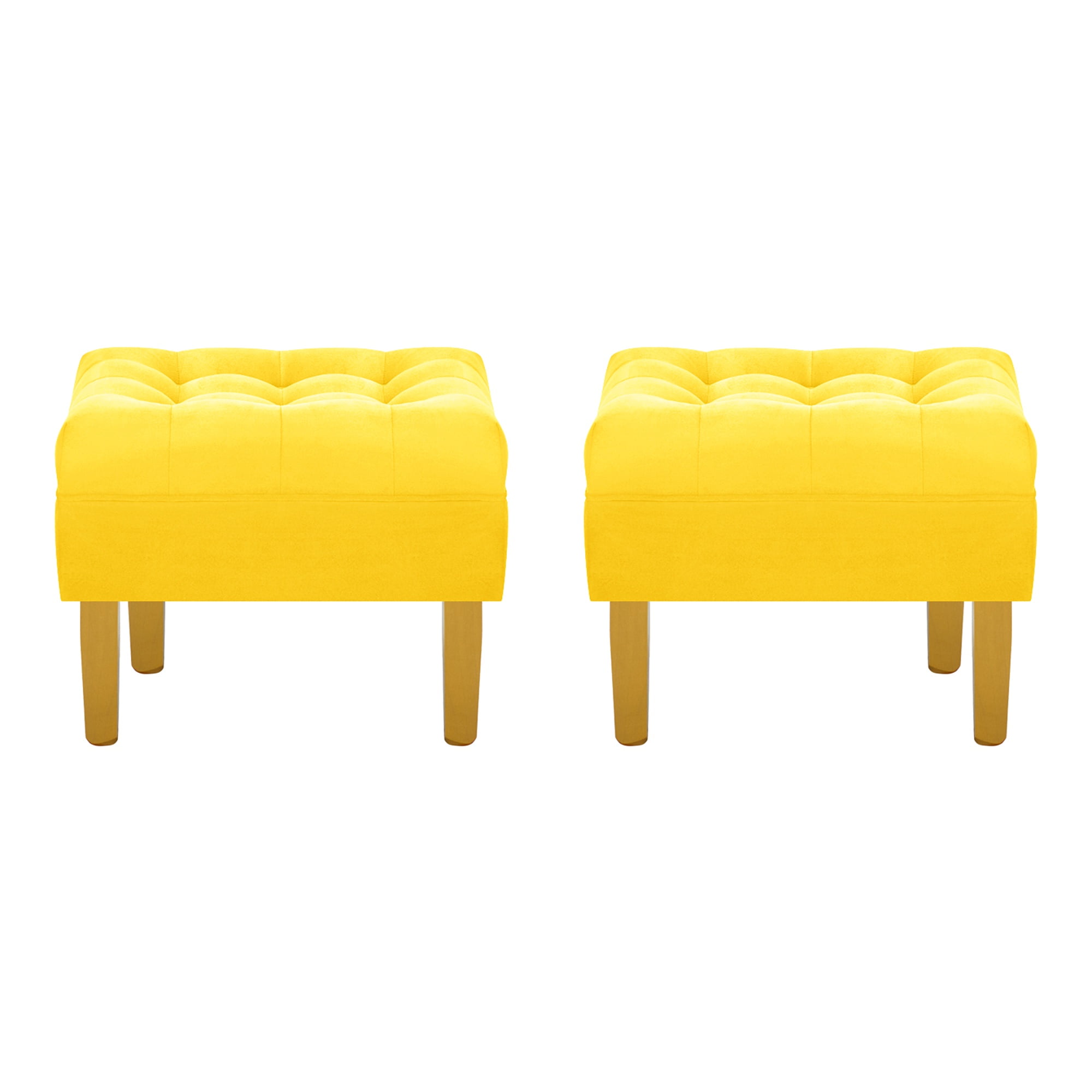 Bodevir - Set Pouf Wood 1c Felpa 01 Amarillo