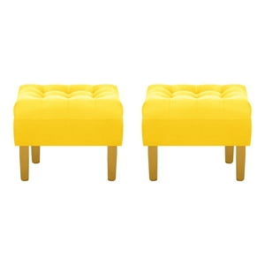 Bodevir - Set Pouf Wood 1C Felpa 01 Amarillo