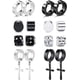 thumbnail image 1 of Pendientes magnéticos de acero inoxidable para hombre y mujer, con forma de cruz, sin perforaciones, con circonita negra, hipoalergénicos., 1 of 7