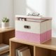 thumbnail image 4 of Cubo de Almacenamiento, Caja de Almacenamiento de Tela con Tapas para Estantes de Armario, Cesta de Almacenamiento Plegable para Organizar Ropa Libros Rosa 16.9*11.8*10.6in, 4 of 6