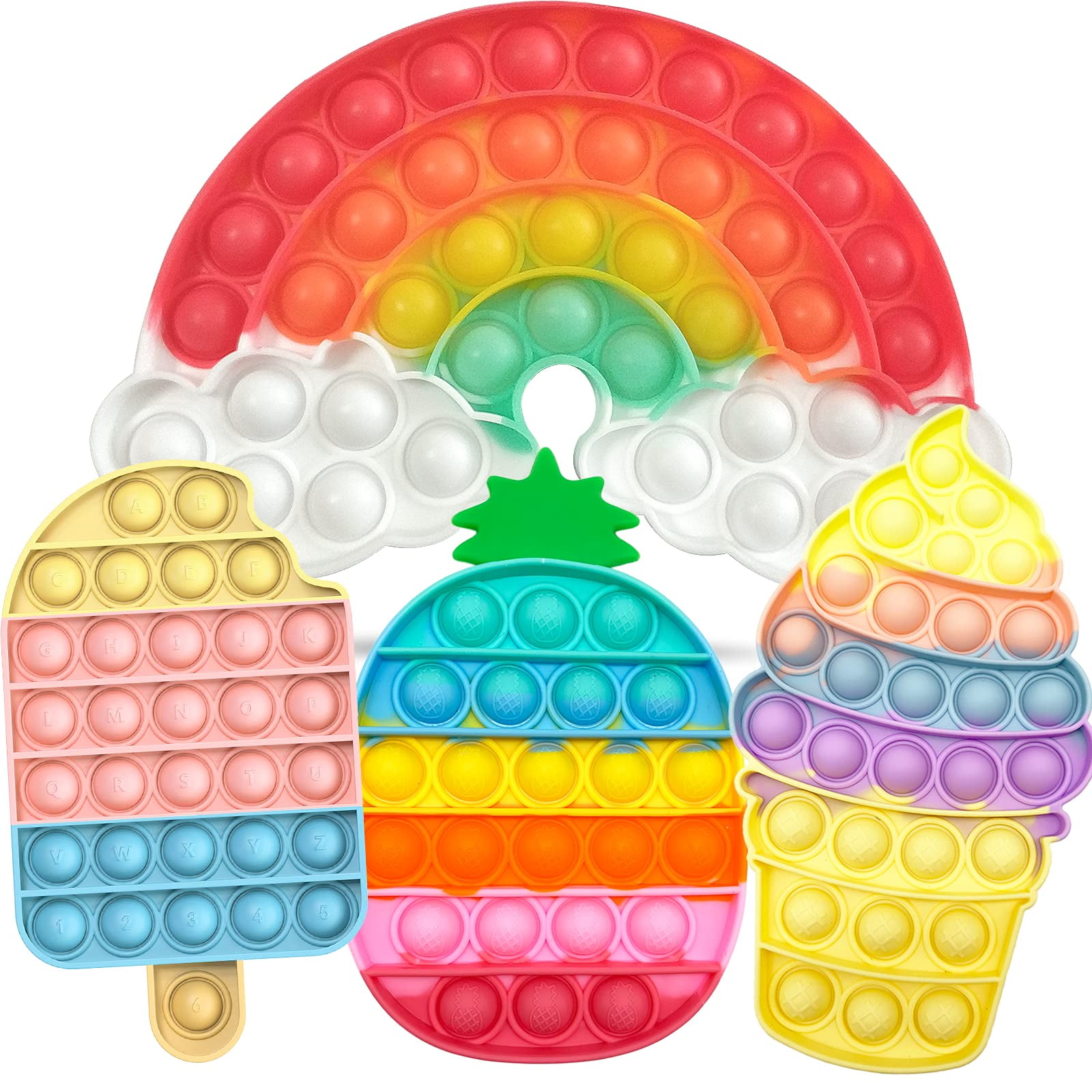 Set De 4 Helados Qetrabone Rainbow Push De Fidget Toys