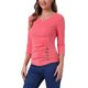 thumbnail image 4 of INSPIRE CHIC Blusa Fruncida para Mujer de Regreso a Clases con Botones Decorativos Cuello en V Manga 3/4 Top de Punto Sólido Rojo Sandía XL, 4 of 5