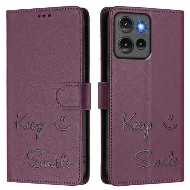 Funda Cartera para Motorola Edge 50 con Bloqueo RFID, Cierre Magnético y Ranuras Tarjetas Morado