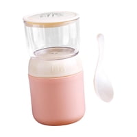 Magideal - Contenedor De Yogur Contenedor De Comida Aislado Cuchara Contenedores De Portátil Acero Inoxidable Para Sopa , Rosado
