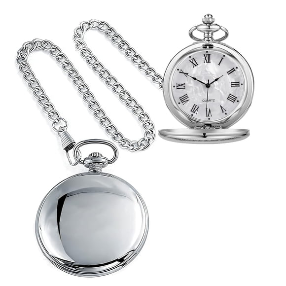 Reloj de bolsillo Alwesam de cuarzo liso con cadena de 37 cm para regalo