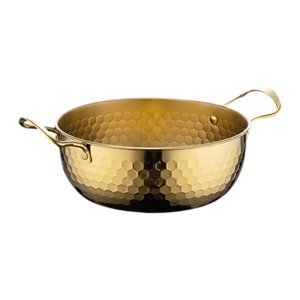 Magideal - Olla Coreana Para Ramen, Fideos Instantáneos, Sartén De Calentamiento Rápido, Ollas Secas, Olla De Doble Oreja Para Mariscos, Olla De Acero Inoxidable Oro 22Cm