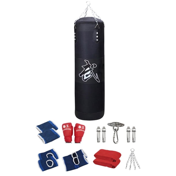 Saco de Boxeo Sin Relleno, Entrenamiento Físico con Guantes, Saco de Boxeo de PU, Saco de Arena para Niños, Gimnasio en Casa, Kickboxing, Culturismo Negro 100cm