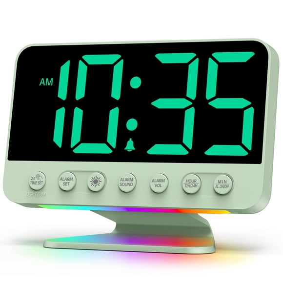 Reloj despertador digital Odokee, grande y audaz, número 5, brillo