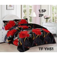 Aladdins Shop - Cobertor De Invierno De Plush Y Chiporro 2 Plazas Negro Rosas