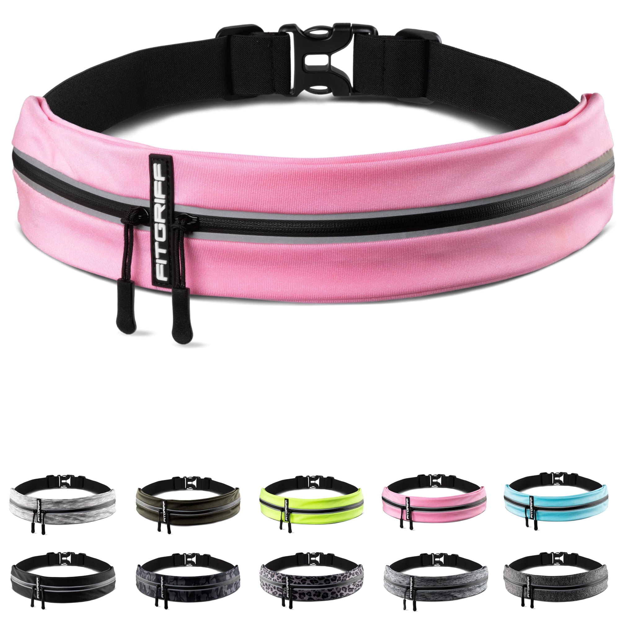 Cinturón Para Correr Fitgriff® Para Hombre Y Mujer, Color Rosa, Cintura De 62 A 90 Cm