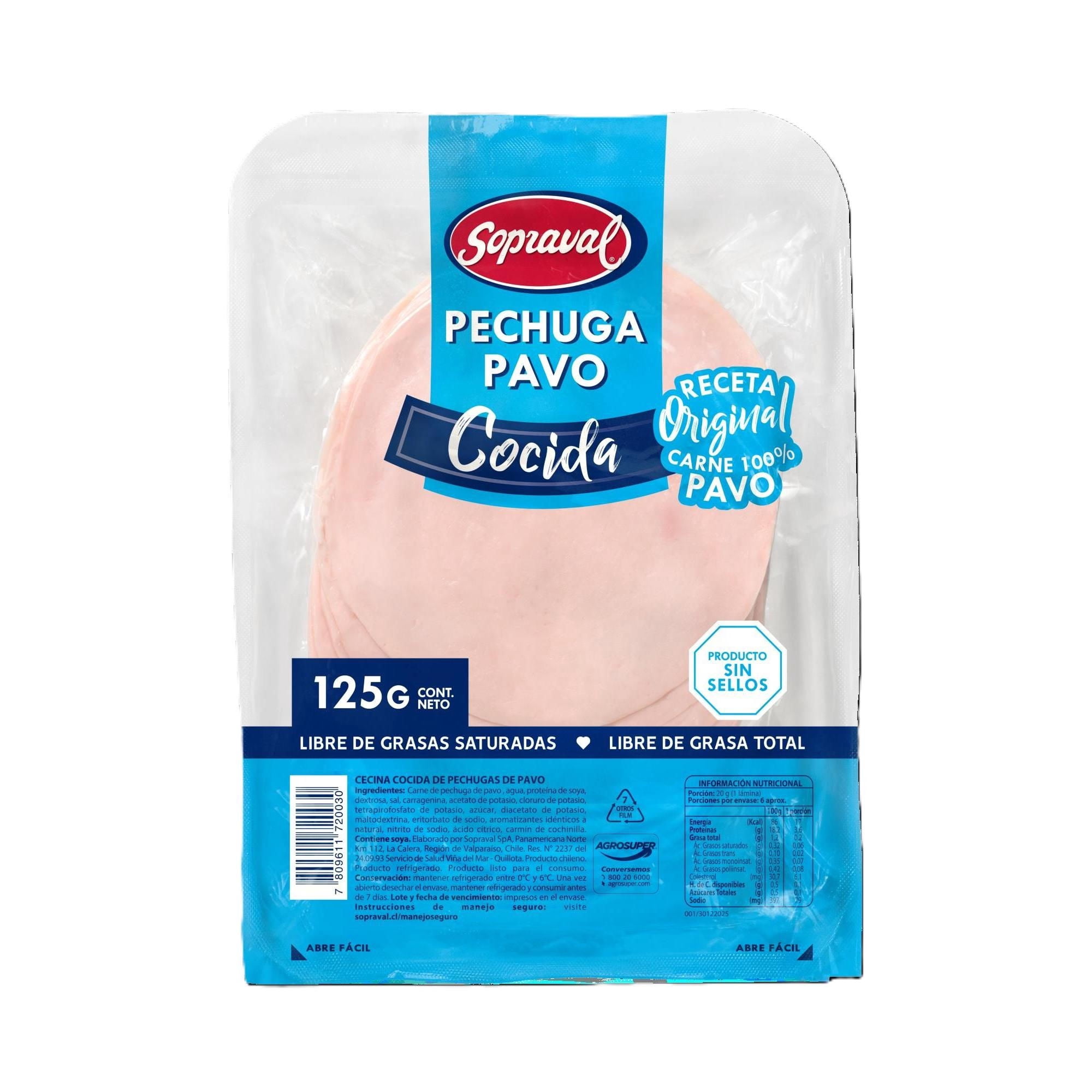 Pechuga De Pavo Cocida 125 g Sopraval