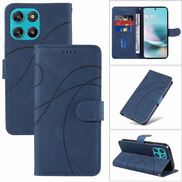 Funda tipo cartera con tapa para Motorola MOTO G57 Power 5G con tarjetero, soporte y cubierta magnética Azul