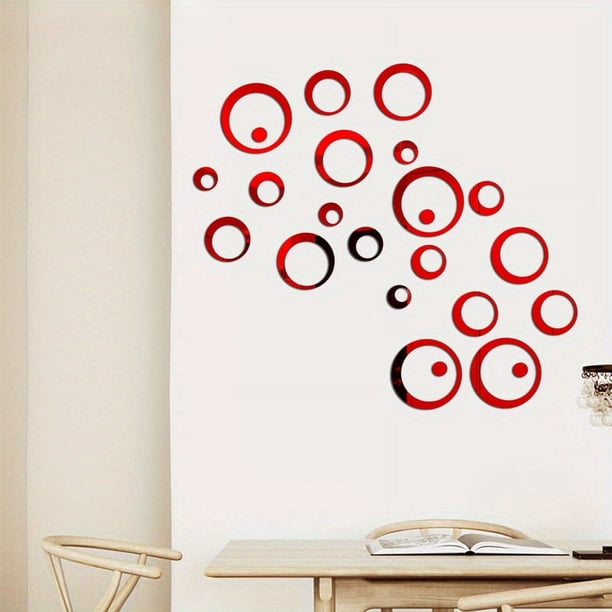 24/26pcs, 3D Acrylic Mirror Wall Sticker, Round Mirror, DIY TV Background Room Sticker Wall Decoration, Bedroom Bathroom Wall Decoration, Home Decor
