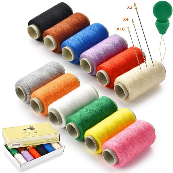 Kit de Hilos para Coser con 12 Colores de Poliéster 320 m