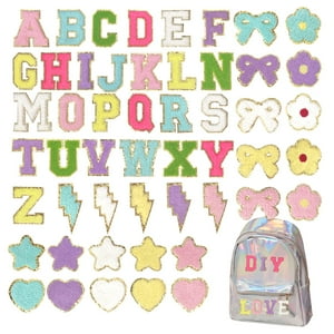 Parches Autoadhesivos Pkwyf Con Letras De Chenilla, Multicolor