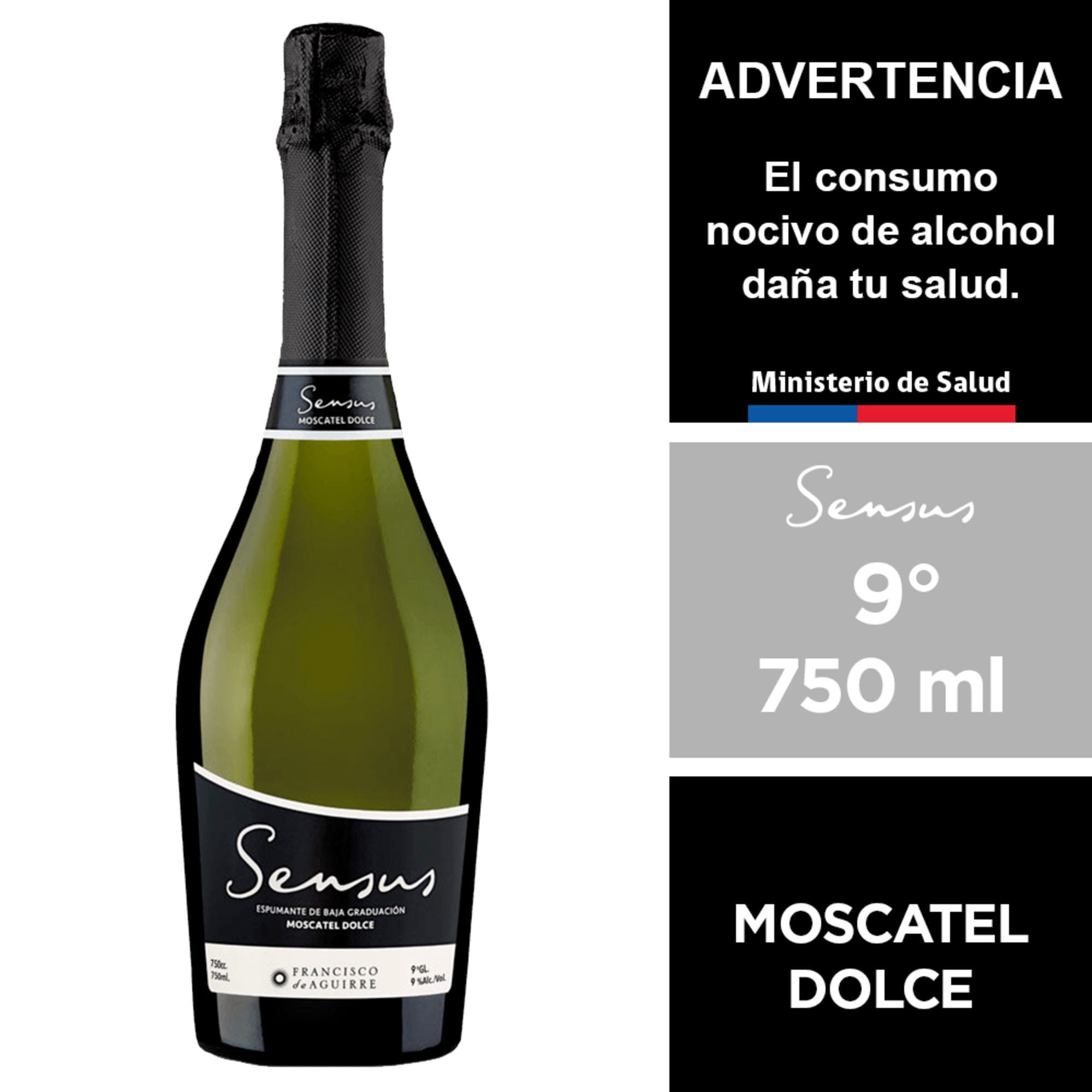 Espumante Moscatel Dolce 9° Botella 750 ml Sensus