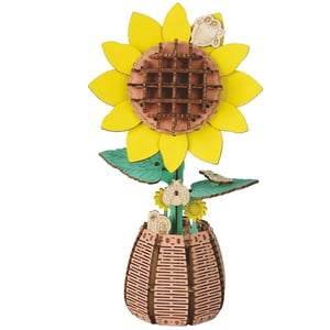 Genérico - Puzle 3D De Flores De Madera, Diseño De Girasoles, Con Jarrón, Para Adultos