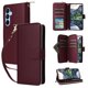 thumbnail image 1 of Funda Cartera con Cremallera y Correa para Samsung Galaxy A15 5G Soporte y Tarjetero Rojo, 1 of 6