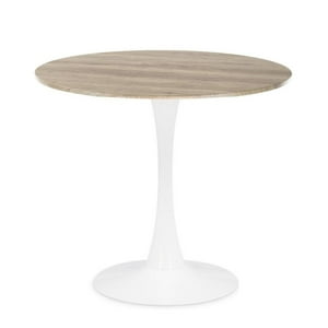 Pandalino - Mesa Redonda Tulip | Cubierta Efecto Madera Blanco 80 Cm