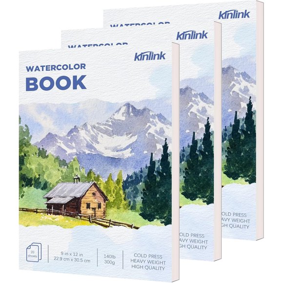 Pack de 3 blocs de papel para acuarela, 9 x 12 pulgadas, 140 lb, 300 g