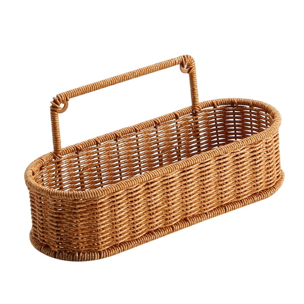Organizador de almacenamiento tejido para montar en la pared, cesta colgante con asa, decoración hecha a mano para habitación, cesta de almacenamiento Oval