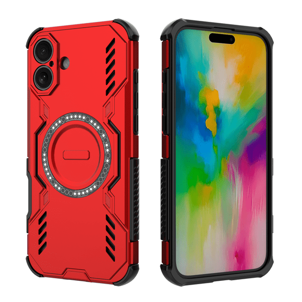 Funda FOXDOCK para iPhone 16 Plus , magnética, resistente a golpes, con soporte, unisex, carga inalámbrica