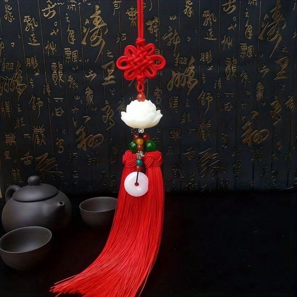 Beautiful Chinese Knot Tassel Lotus Beads Car Pendant - An Elegant Car Hanging Ornament For Car Decoration Accessaries Gift - Can Bring You Good Luck