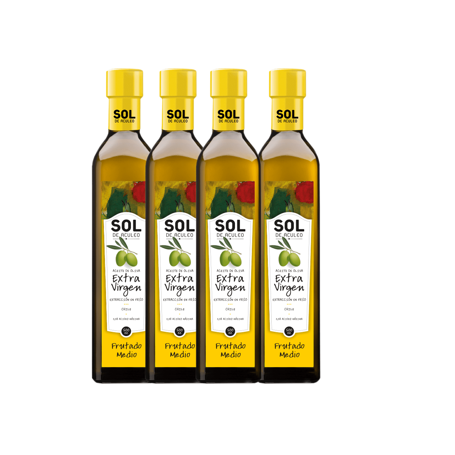 Aceite De Oliva Evirgen Sol De Aculeo Frutado Medio 4x500ml