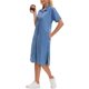 thumbnail image 4 of INSPIRE CHIC Vestido Camisero de Mezclilla para Mujer Regreso a Clases Manga Corta Botones Casual Midi Vestido Azul Cielo S, 4 of 6