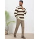 thumbnail image 5 of Camisa Polo de Rayas para Hombre INSPIRE CHIC Manga Larga Casual Contraste Golf M Marrón, 5 of 6