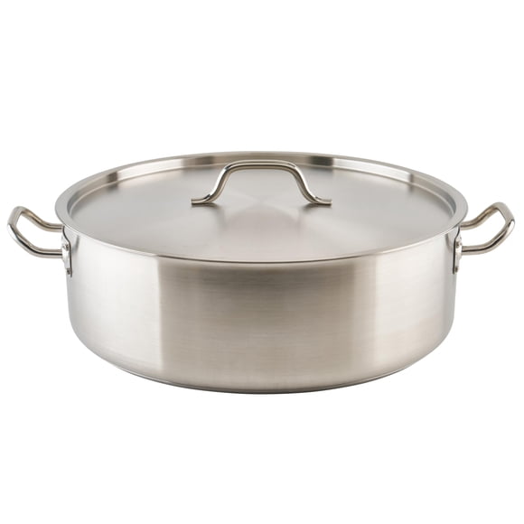 Brasero Winware de acero inoxidable de 25 cuartos con tapa