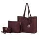thumbnail image 1 of Set de 3 Piezas para Mujer, MKF Collection, Bolso Tote de Compras, Bolso Crossbody, y Cartera - Mariahna, Cuero Vegano - Borgoña, 1 of 3